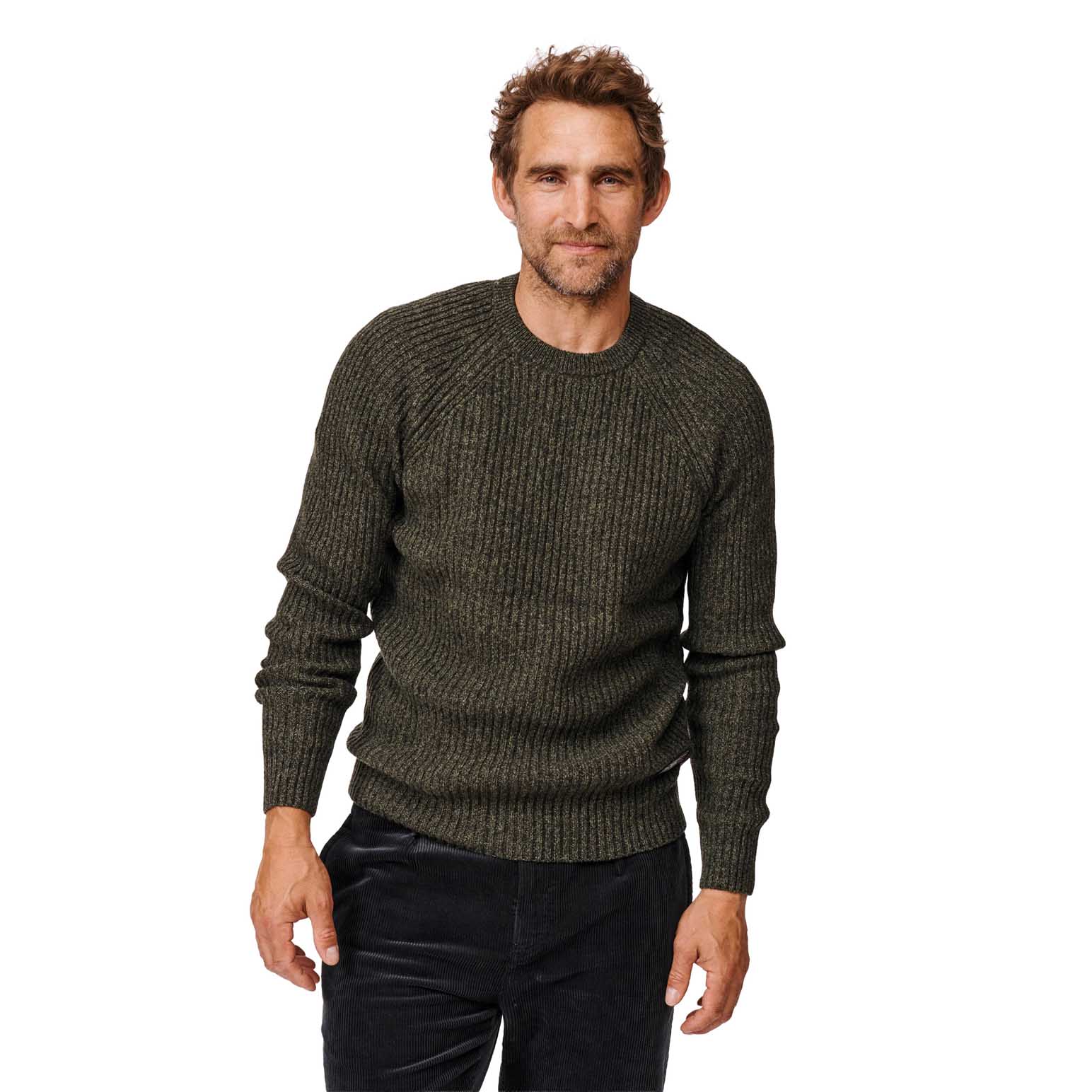 Aubin Ray Lambswool Fisherman Rib Crew